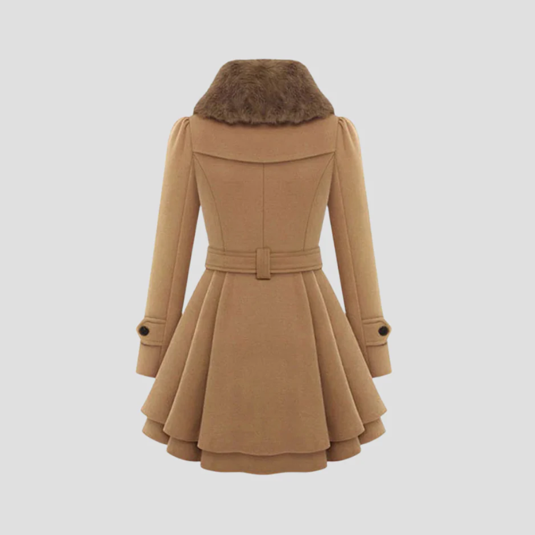 Catherine | Belted Fur-Collar Coat