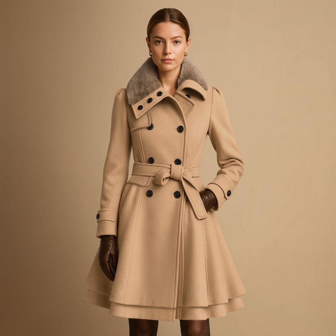 Catherine | Belted Fur-Collar Coat