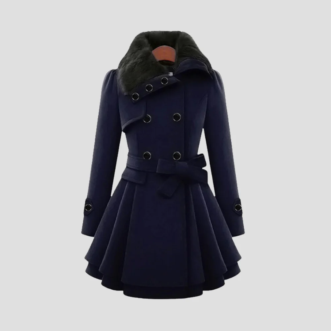 Catherine | Belted Fur-Collar Coat