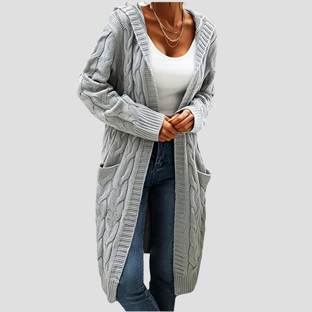 Elise | Cable Knit Long Cardigan