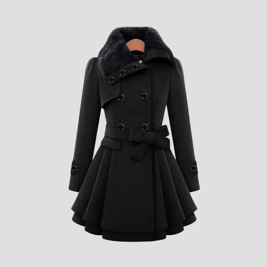 Catherine | Belted Fur-Collar Coat