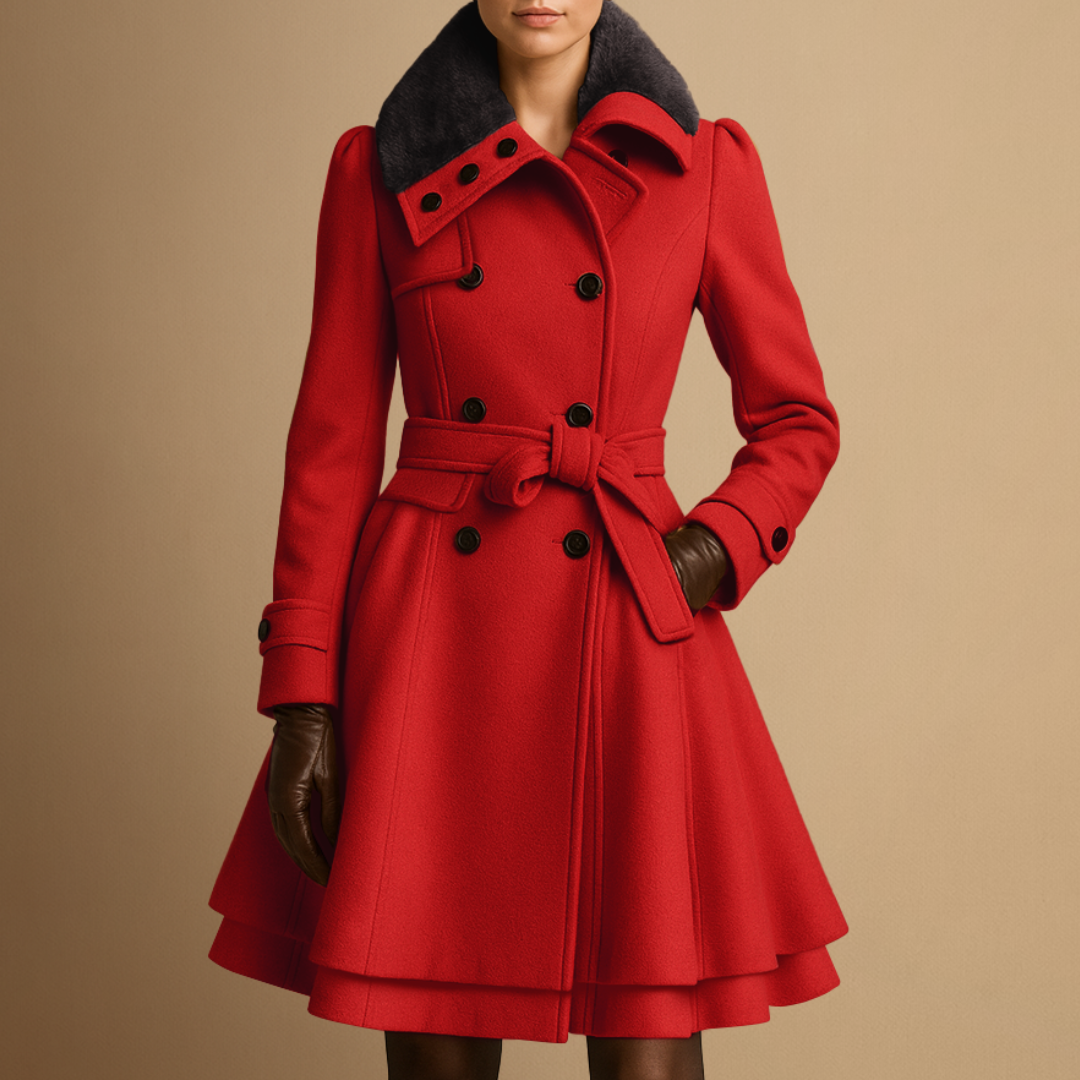 Catherine | Belted Fur-Collar Coat