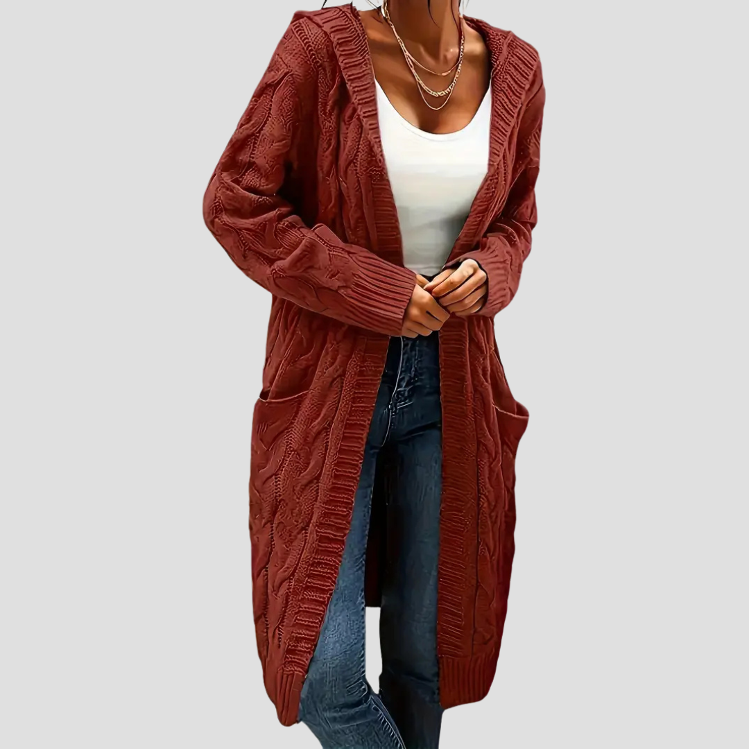 Elise | Cable Knit Long Cardigan