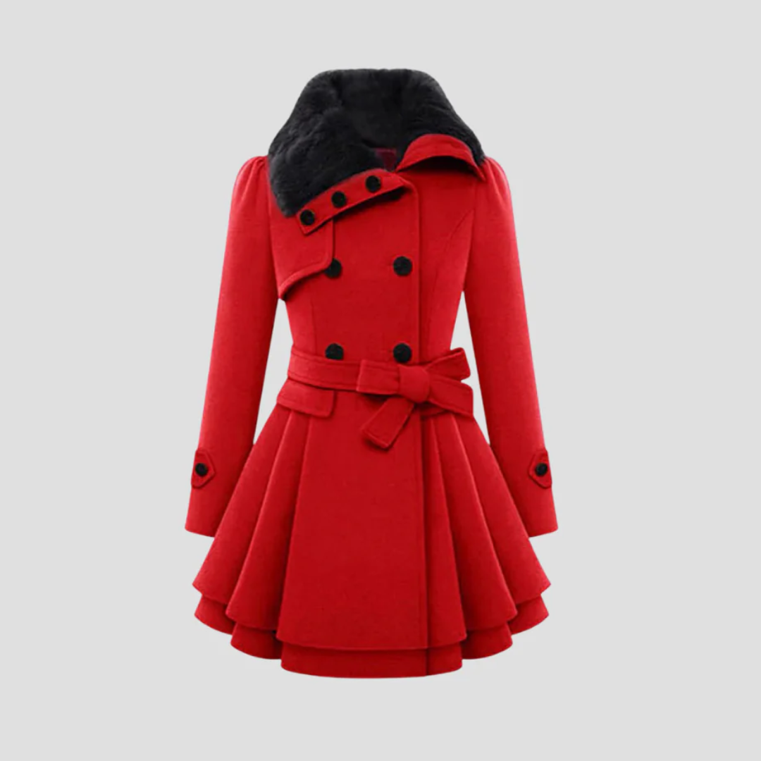 Catherine | Belted Fur-Collar Coat