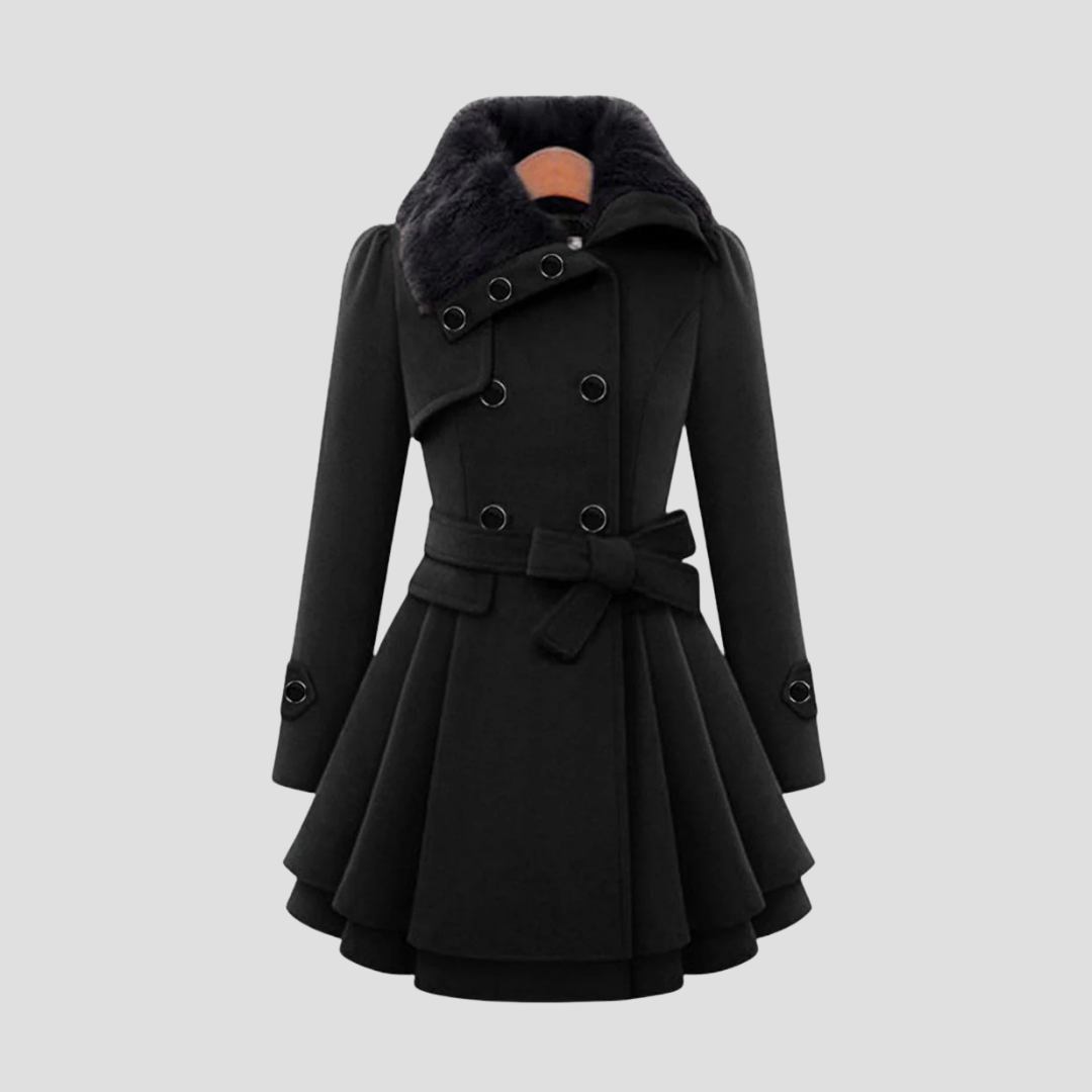 Catherine | Belted Fur-Collar Coat