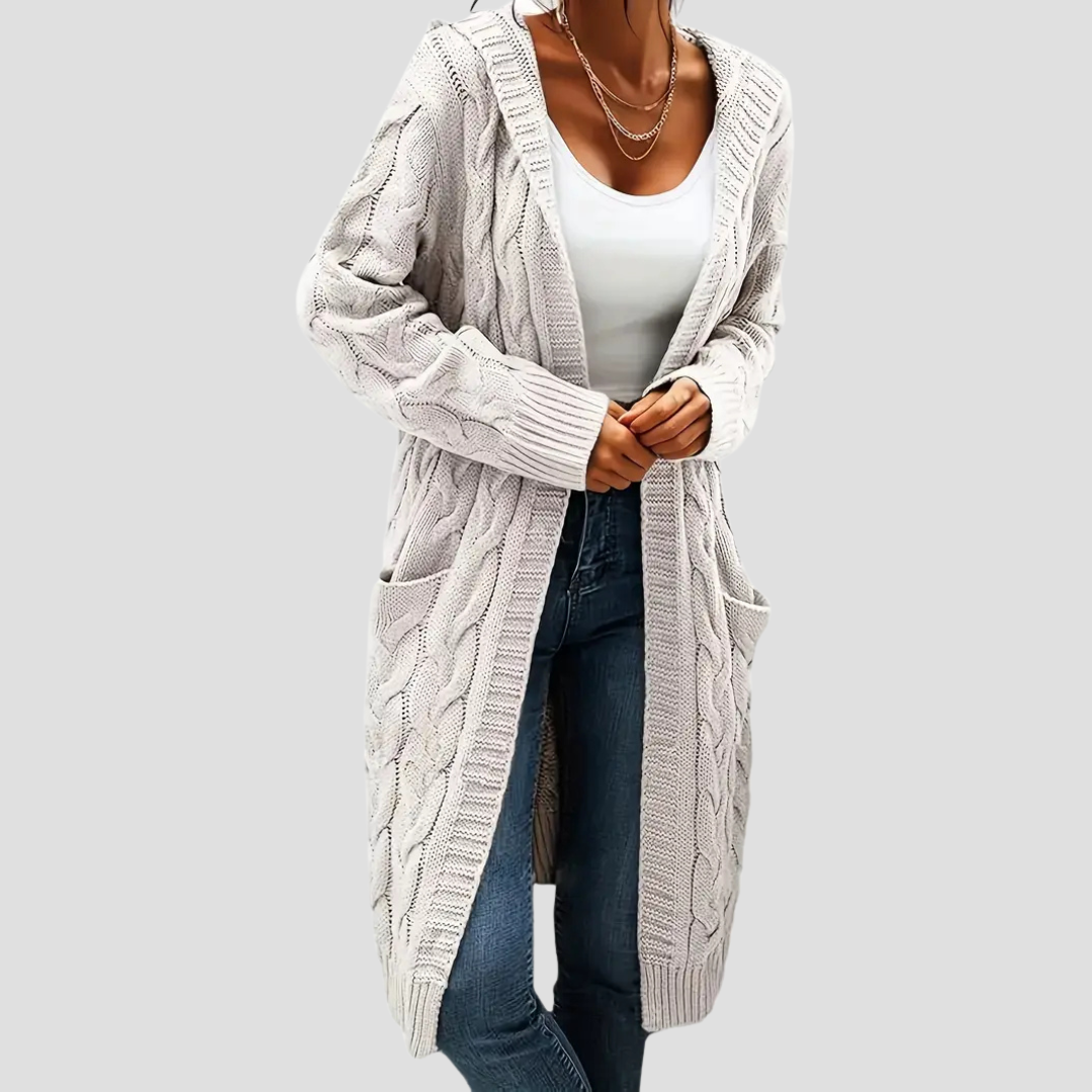 Elise | Cable Knit Long Cardigan