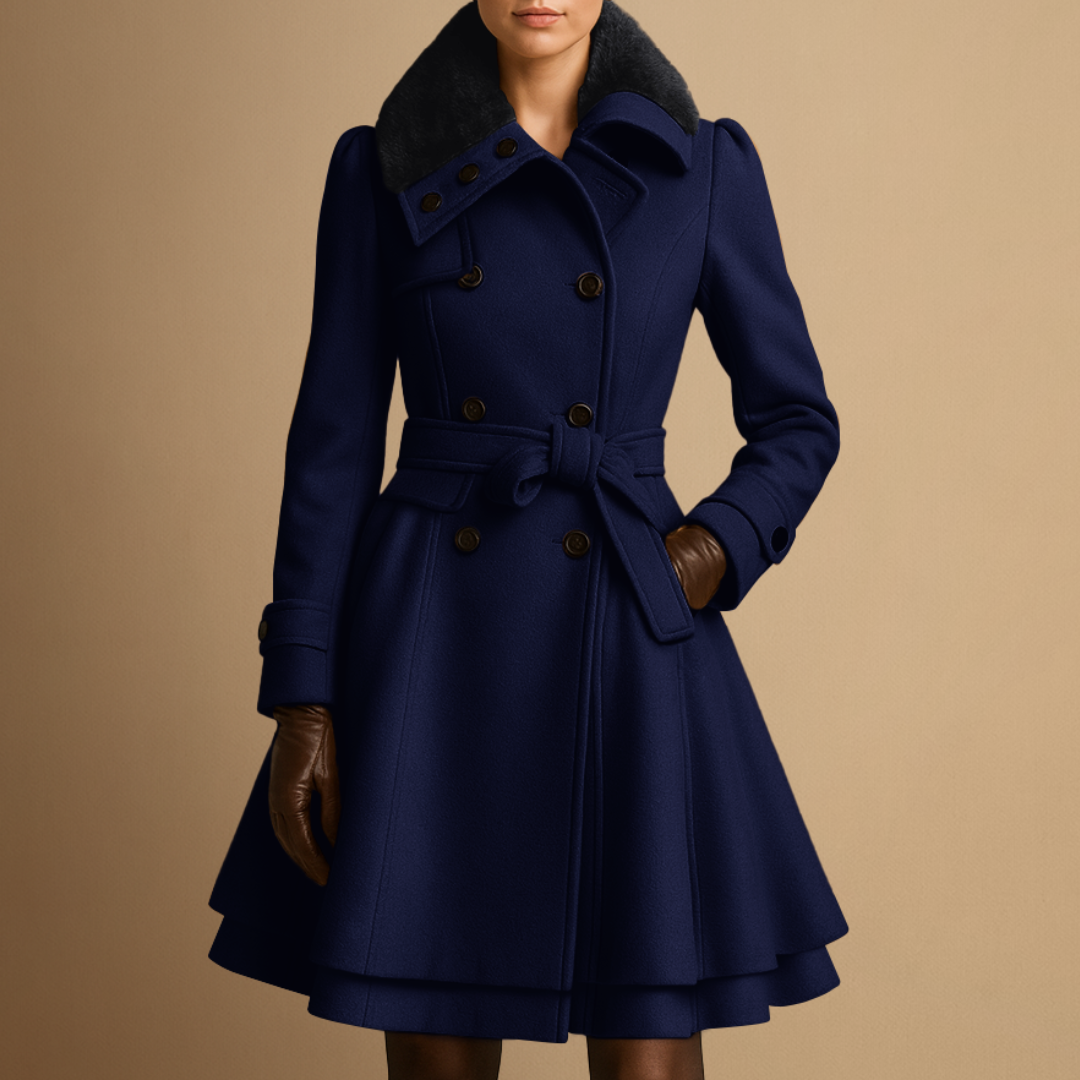 Catherine | Belted Fur-Collar Coat