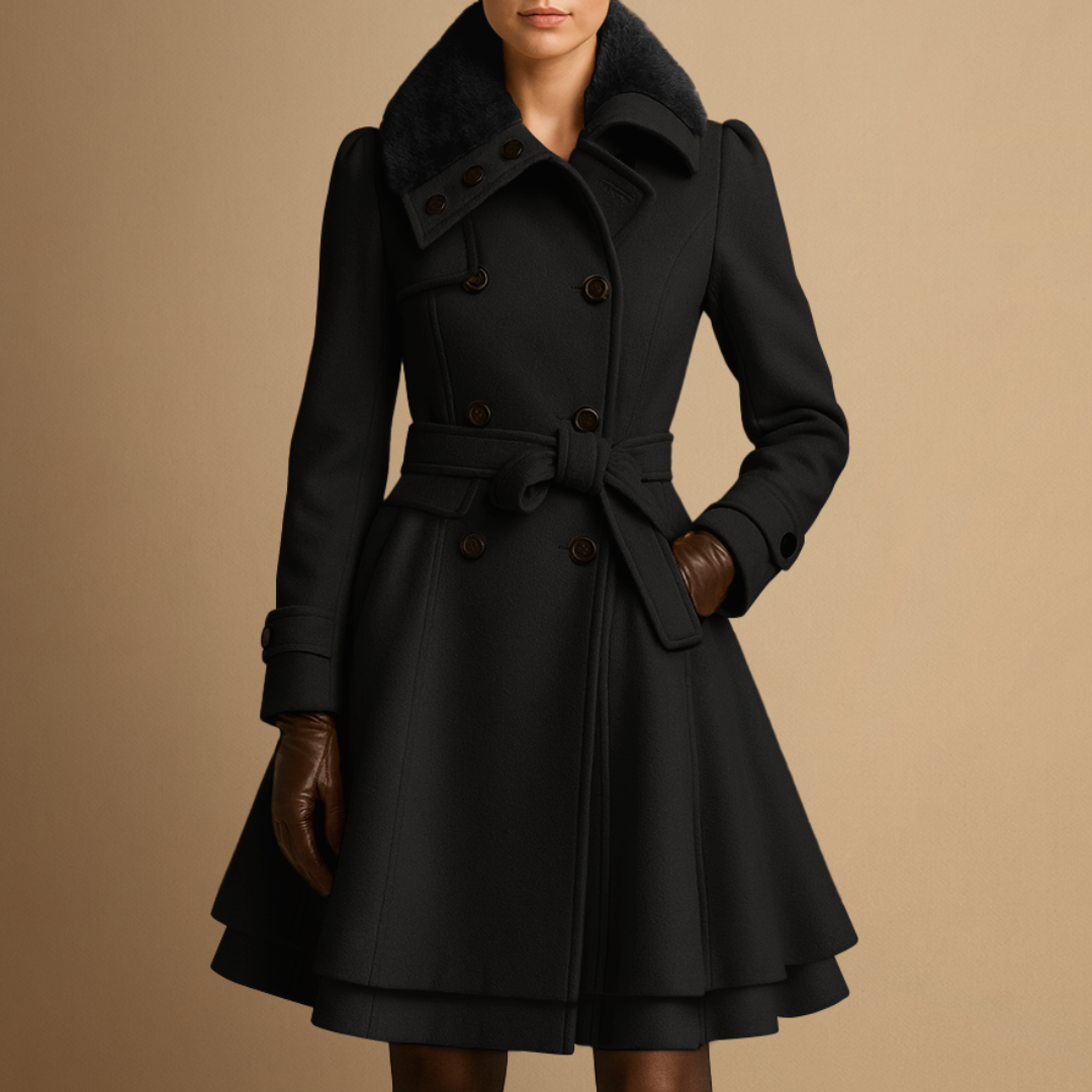 Catherine | Belted Fur-Collar Coat