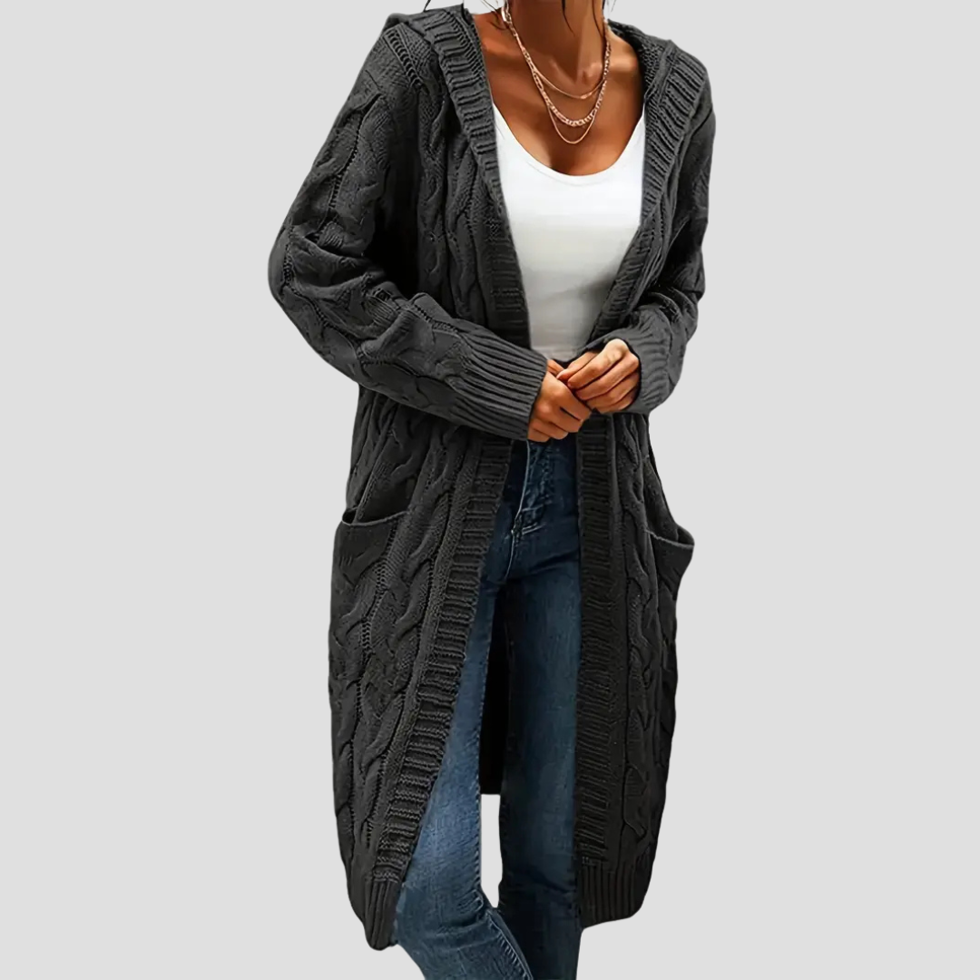 Elise | Cable Knit Long Cardigan
