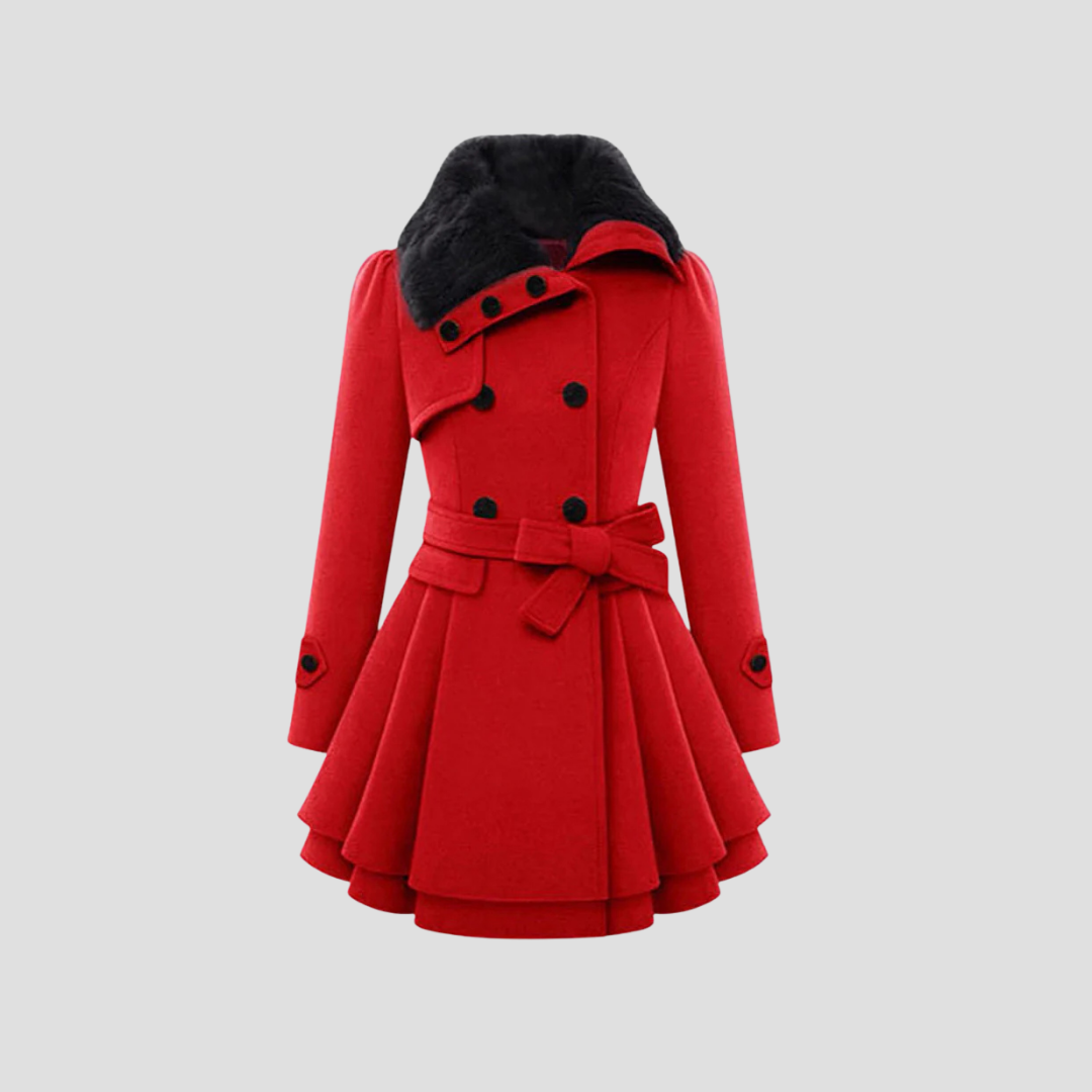 Catherine | Belted Fur-Collar Coat