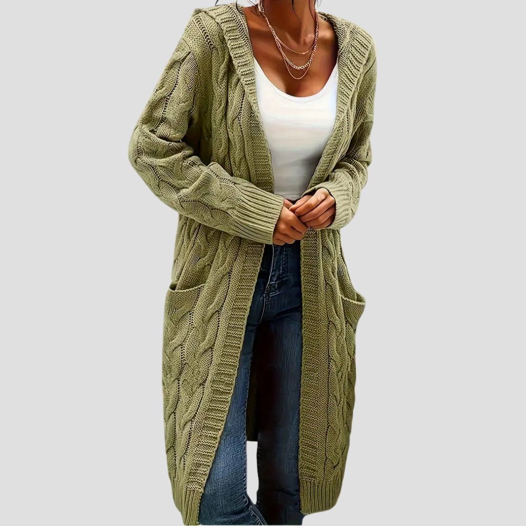 Elise | Cable Knit Long Cardigan