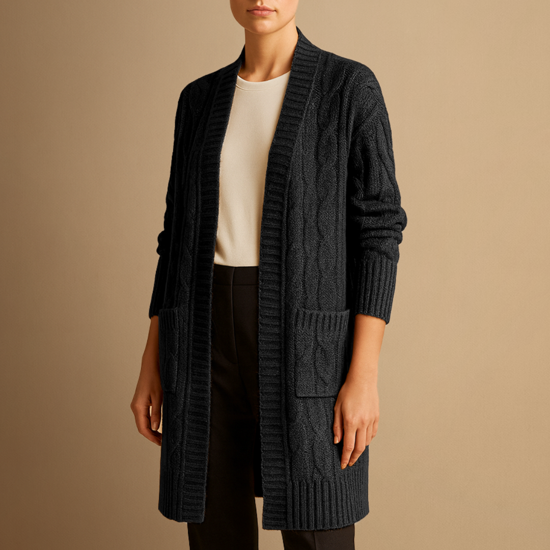 Elise | Cable Knit Long Cardigan