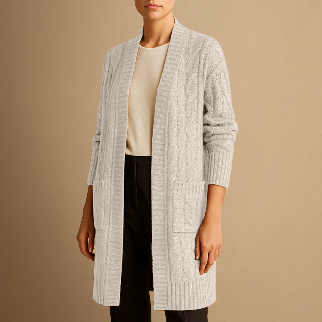 Elise | Cable Knit Long Cardigan