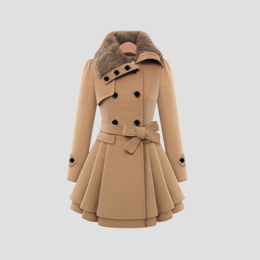 Catherine | Belted Fur-Collar Coat