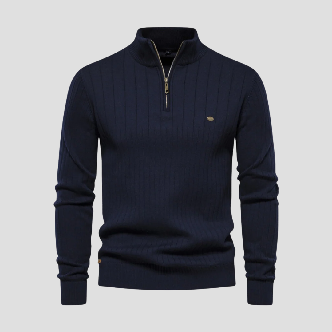 Ernest | Ribbed Quarter Zip Jumper