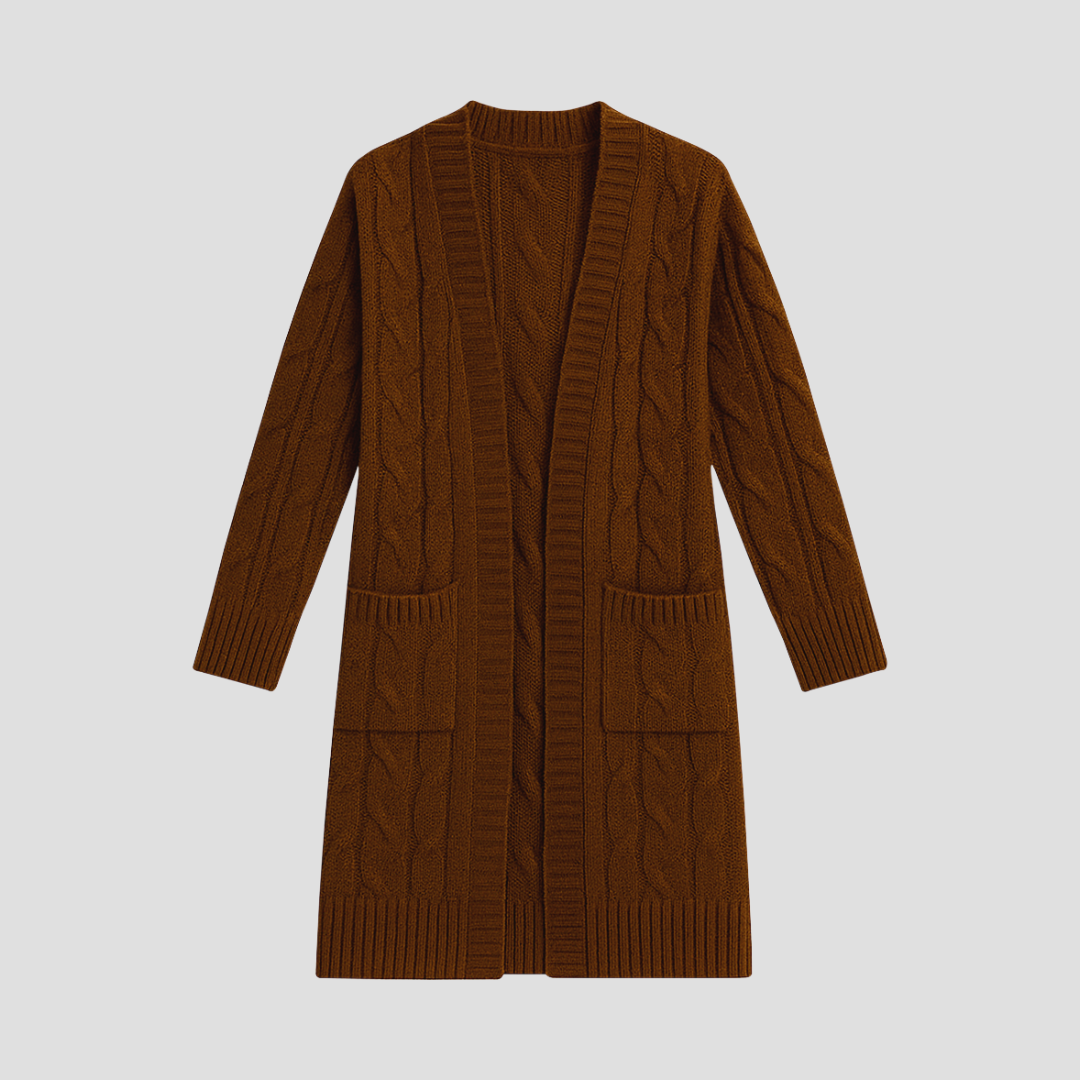 Elise | Cable Knit Long Cardigan