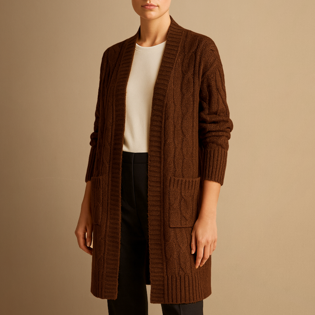 Elise | Cable Knit Long Cardigan