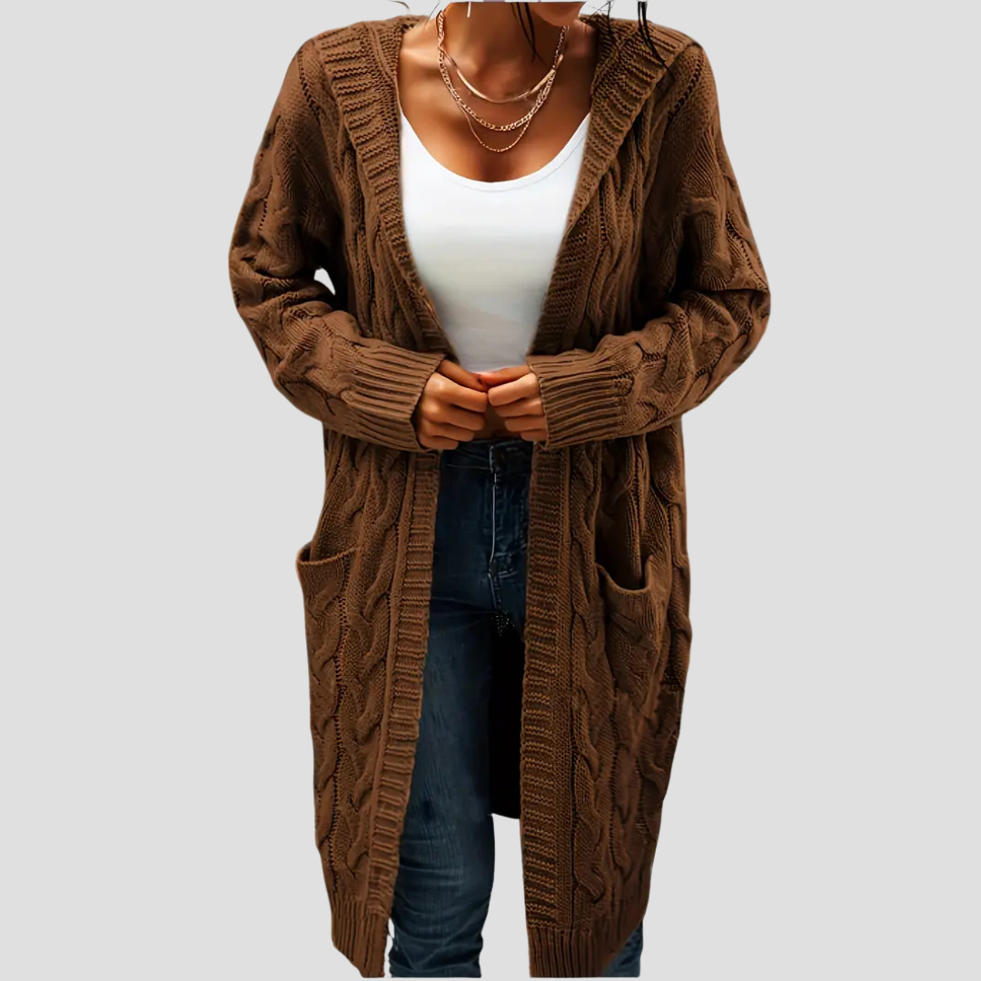 Elise | Cable Knit Long Cardigan