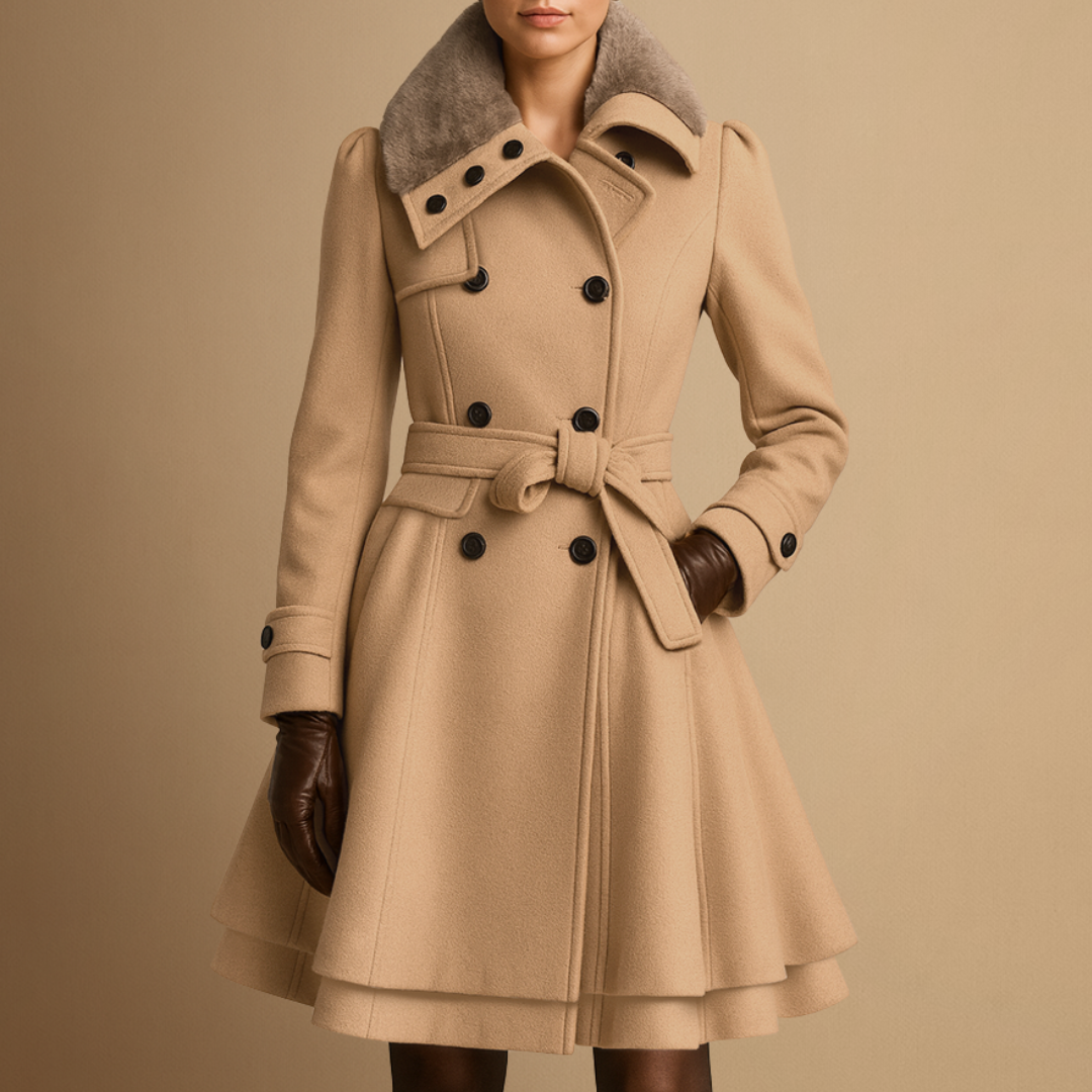 Catherine | Belted Fur-Collar Coat