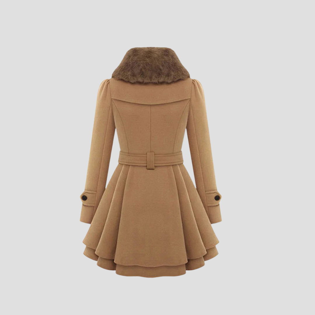 Catherine | Belted Fur-Collar Coat