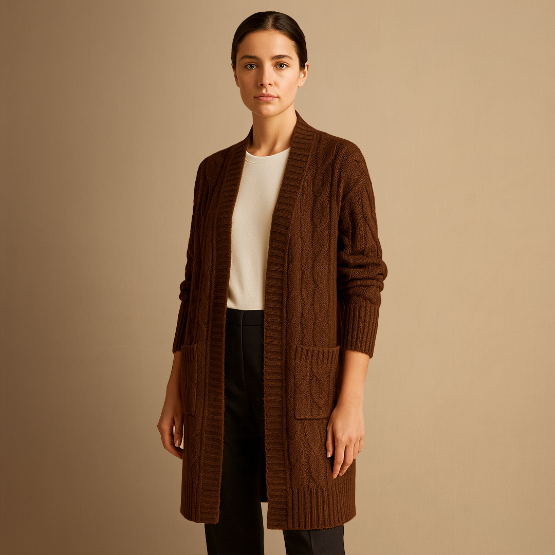 Elise | Cable Knit Long Cardigan