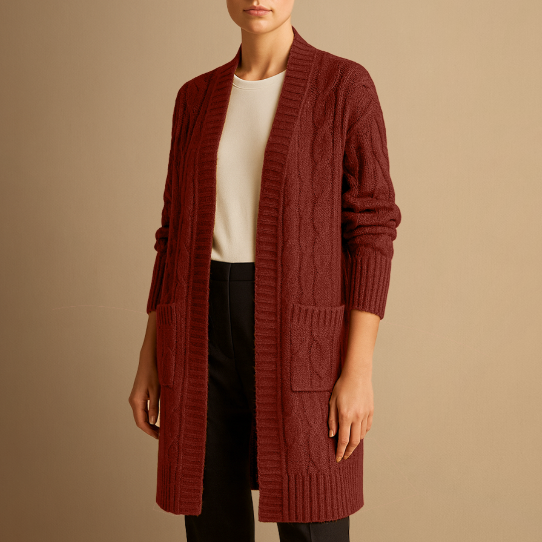 Elise | Cable Knit Long Cardigan