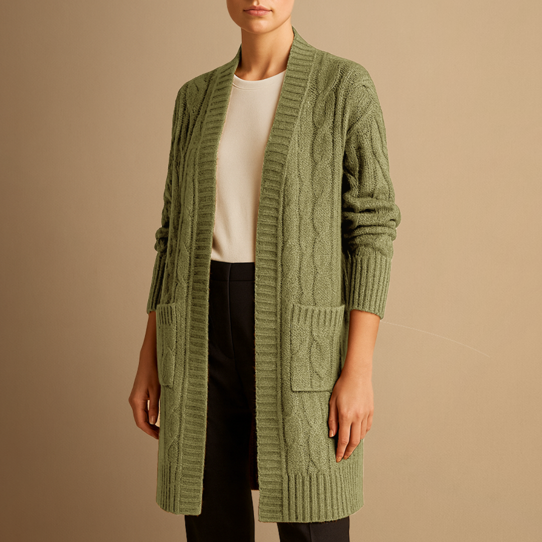 Elise | Cable Knit Long Cardigan