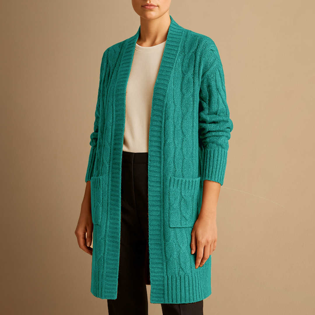 Elise | Cable Knit Long Cardigan