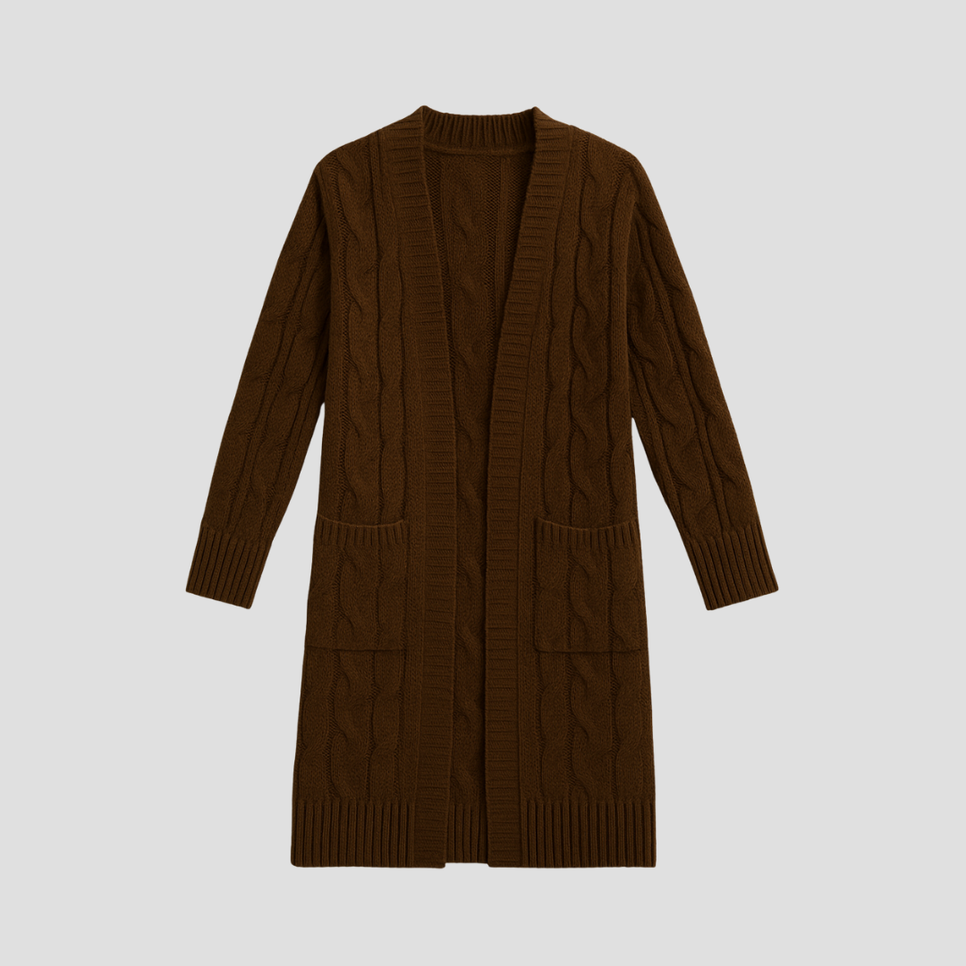 Elise | Cable Knit Long Cardigan